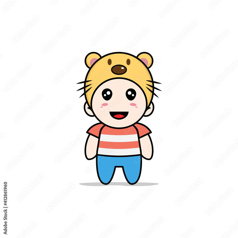 Cute boy character wearing beaver costume. Cute boy character wearing beaver costume.