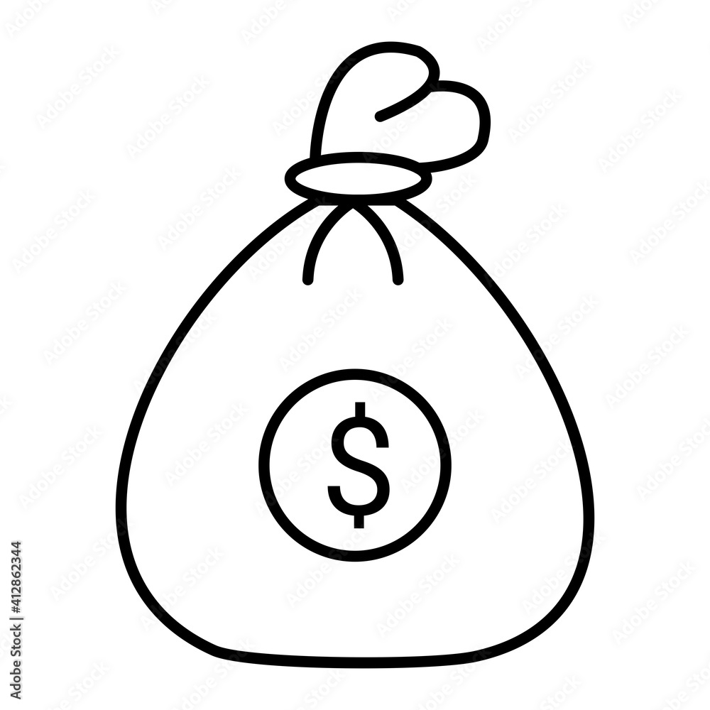 Vector Money Bag Outline Icon Design Vector Money Bag Outline Icon Design