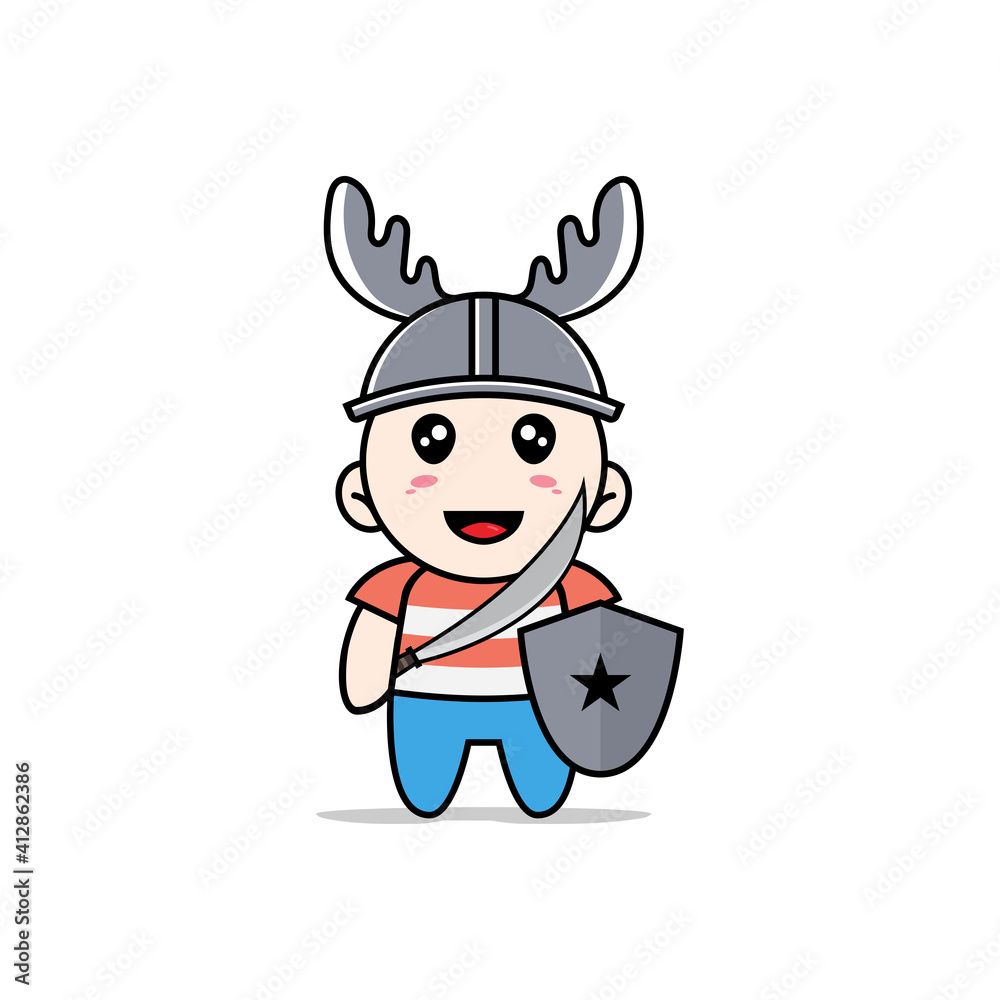 Cute boy character wearing fighter costume. Cute boy character wearing fighter costume.
