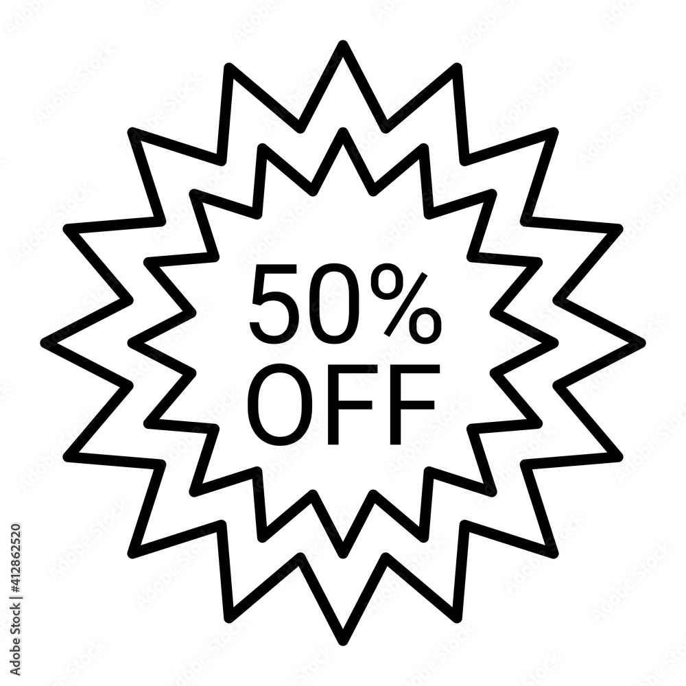 Vector 50% Discount Outline Icon Design Vector 50% Discount Outline Icon Design