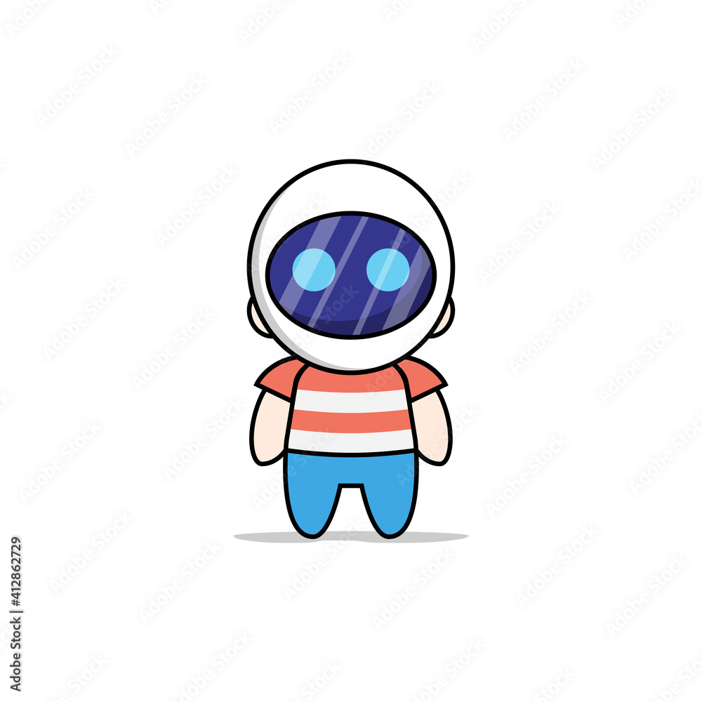 Cute boy character wearing astronaut costume.