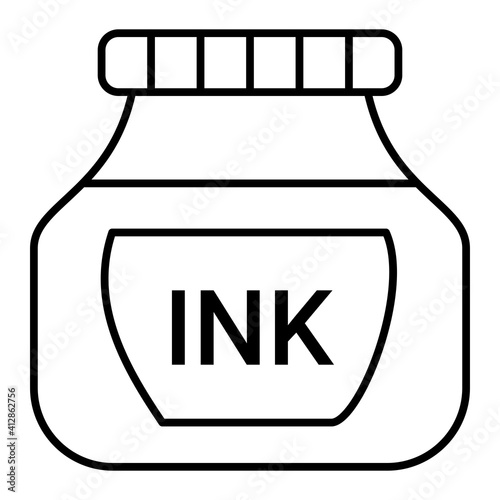 Vector Inkpot Outline Icon Design