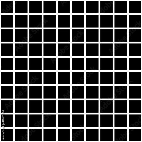 Standart Grid. Black squares wgite lines mesh. Vector grid pattern.