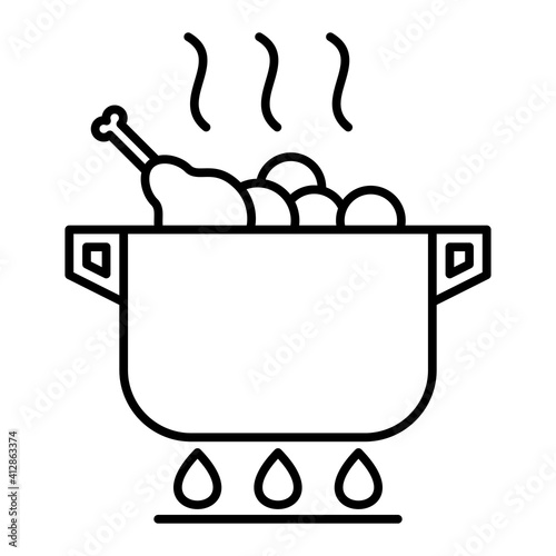 Vector Stew Outline Icon Design