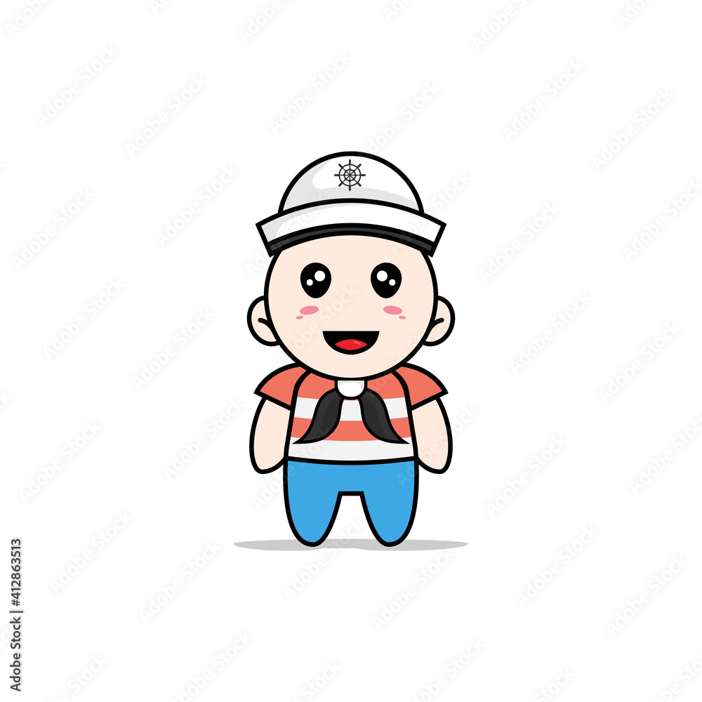 Cute boy character wearing sailor costume.