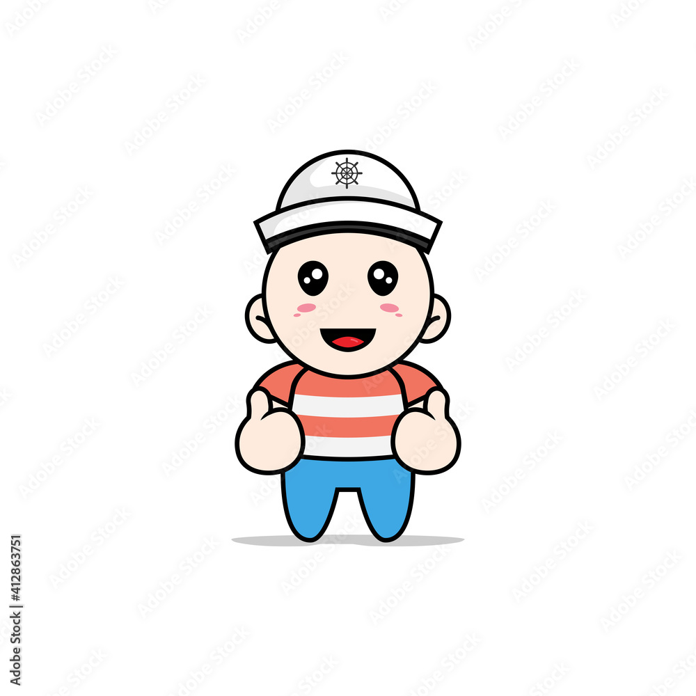 Cute boy character wearing sailor costume. Cute boy character wearing sailor costume.