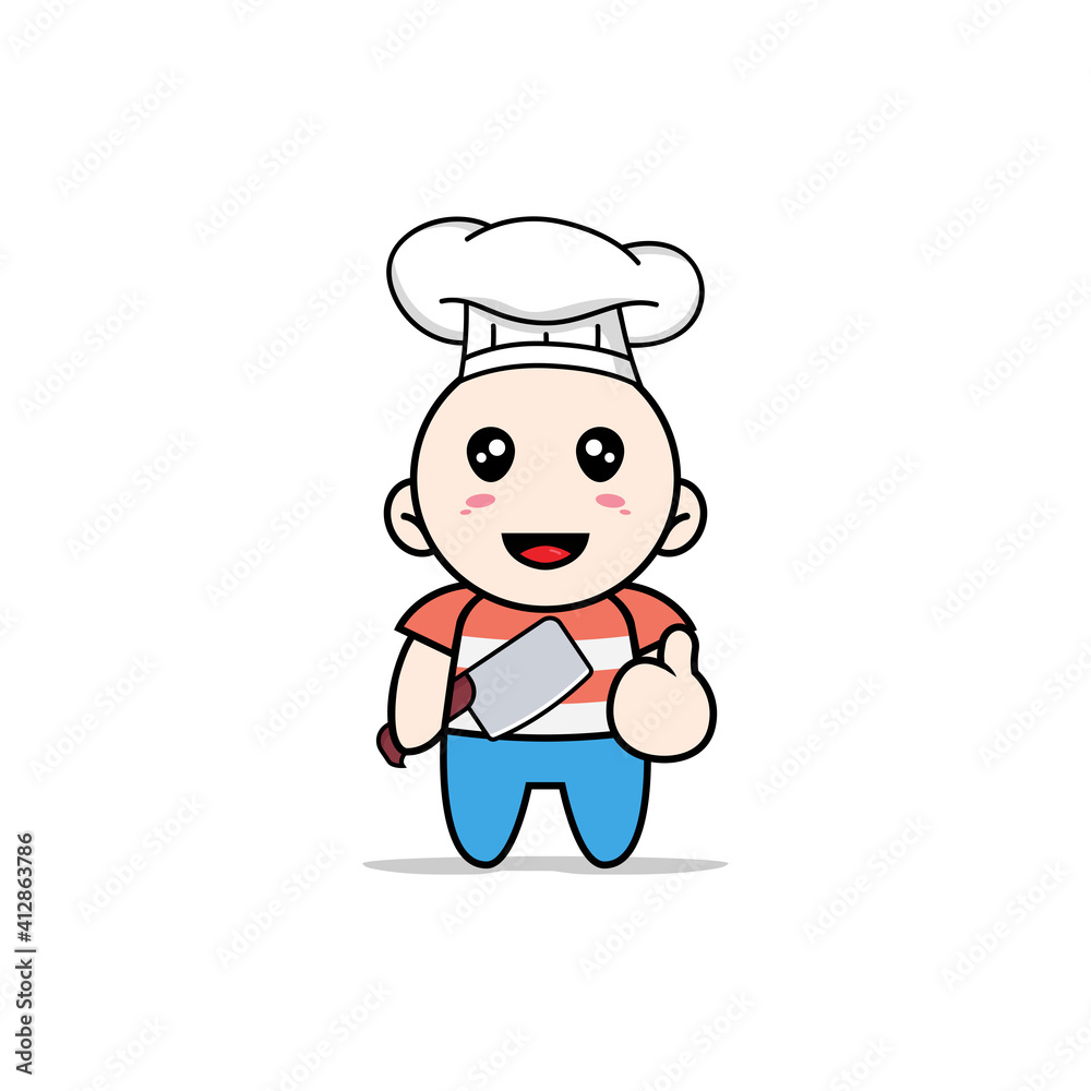 Cute boy character wearing chef costume. Cute boy character wearing chef costume.