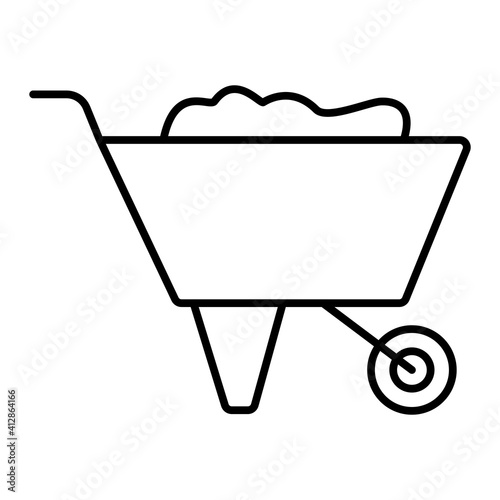 Vector Wheelbarrow Outline Icon Design