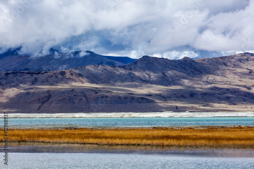 Himalayan lake Tso Kar in Himalayas, Ladakh, India