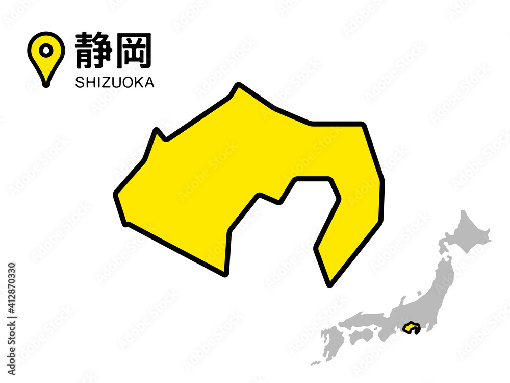 静岡県のデフォルメ地図のベクターイラスト素材 Stock Vektorgrafik Adobe Stock
