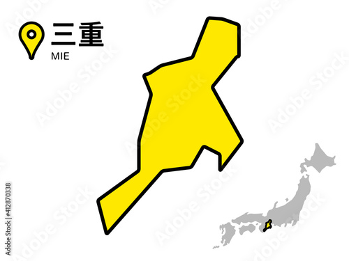 三重県のデフォルメ地図のベクターイラスト素材