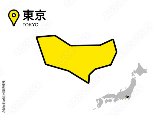 東京都のデフォルメ地図のベクターイラスト素材