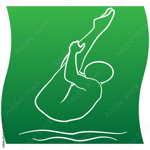 Summer sport diving icon of a set. Green gradient line illustration