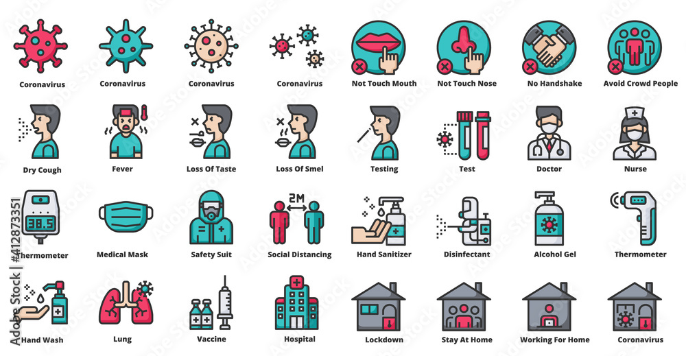 Fototapeta premium Coronavirus Related Icons Vector Illustration