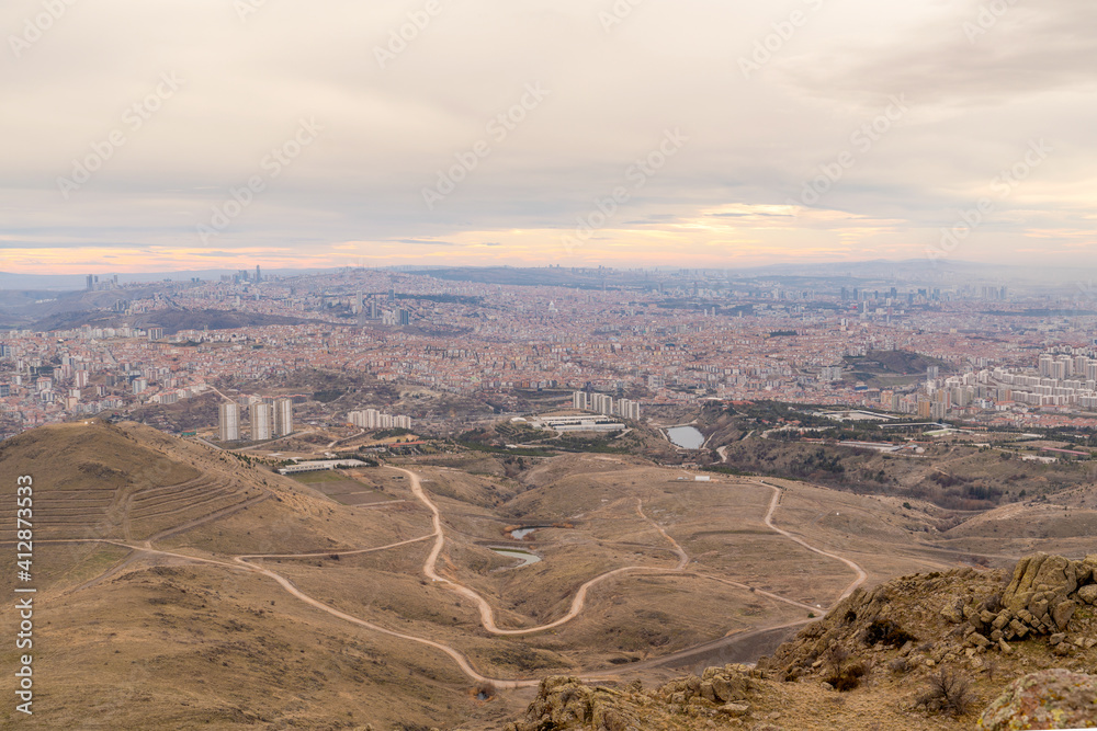 Panoramic Ankara view from Huseyin Gazi hill