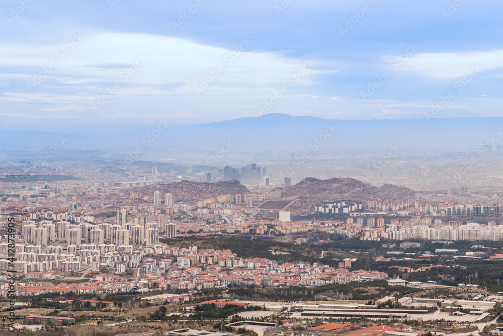 Panoramic Ankara with residential from Huseyin Gazi hill