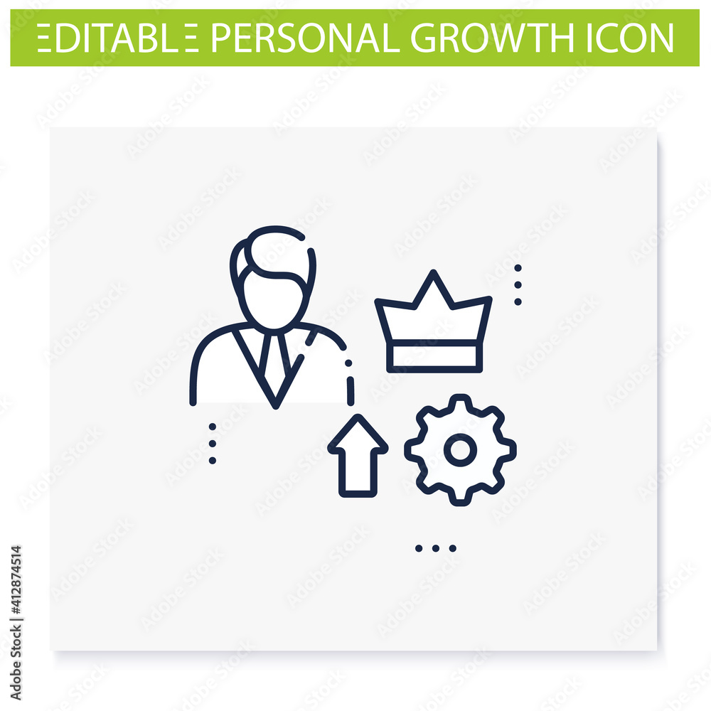 Self esteem building line icon. Personal assessment. Personal growth concept. Self improvement and self realization. Business and career development. Isolated vector illustration. Editable stroke 