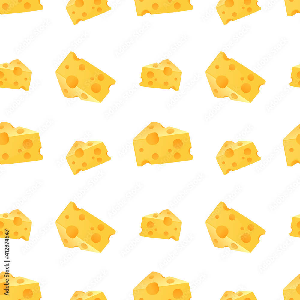 Cheese Wedge Food Emoji Pattern. Traditional Cheesy Seamless Background