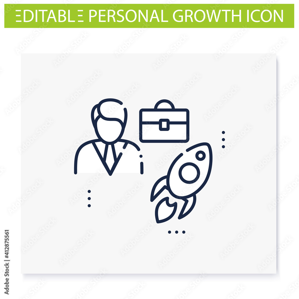 Career improvement line icon. Personal growth concept. Self improvement and self realization. Career growth. Way to success. Business skills development. Isolated vector illustration. Editable stroke Career improvement line icon. Personal growth concept. Self improvement and self realization. Career growth. Way to success. Business skills development. Isolated vector illustration. Editable stroke