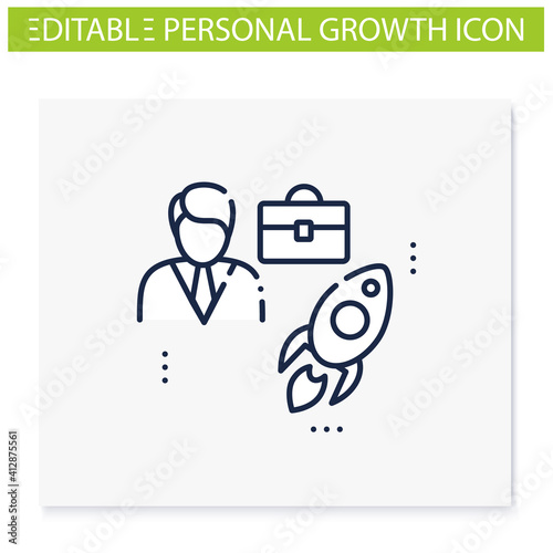 Career improvement line icon. Personal growth concept. Self improvement and self realization. Career growth. Way to success. Business skills development. Isolated vector illustration. Editable stroke 