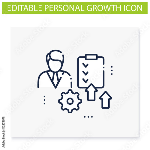 Personal development plan line icon. Personal growth concept. Self improvement and self realization. Growth plan. Quality of life. Isolated vector illustration. Editable stroke