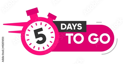 Five Days Left Icon. 5 Days To Go.