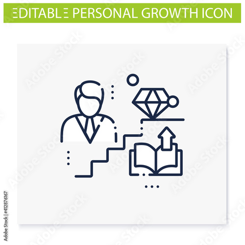 Personal growth line icon. Route to success. Self improvement and self realization. Business and career development. Human resources management. Isolated vector illustration. Editable stroke