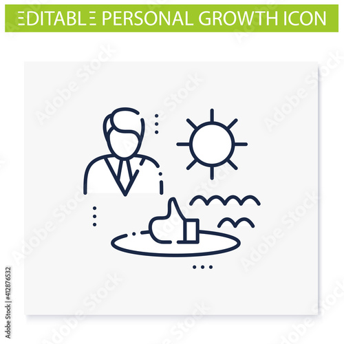 Comfort zone line icon. Route to success. Self improvement and self realization. Business and career development. Work in comfort, remotely. Isolated vector illustration. Editable stroke 