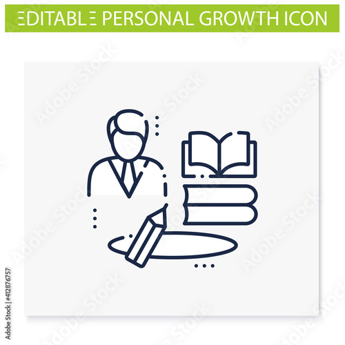 Learning zone line icon. Route to success. Self improvement and self realization. Business and career development. Education, training. Isolated vector illustration. Editable stroke
