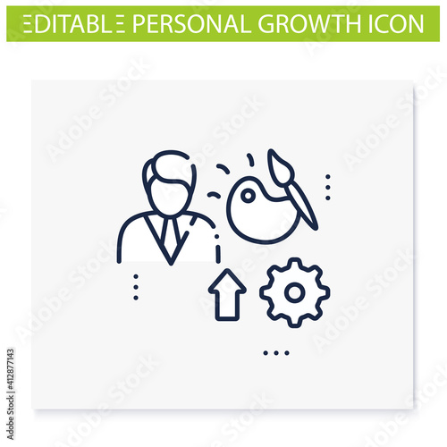 Talents development line icon. Personal growth concept. Self improvement and talent acquisition.Personal ascuirements. Human resources management. Isolated vector illustration. Editable stroke  © Antstudio