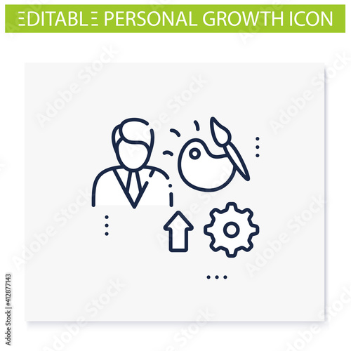 Talents development line icon. Personal growth concept. Self improvement and talent acquisition.Personal ascuirements. Human resources management. Isolated vector illustration. Editable stroke 