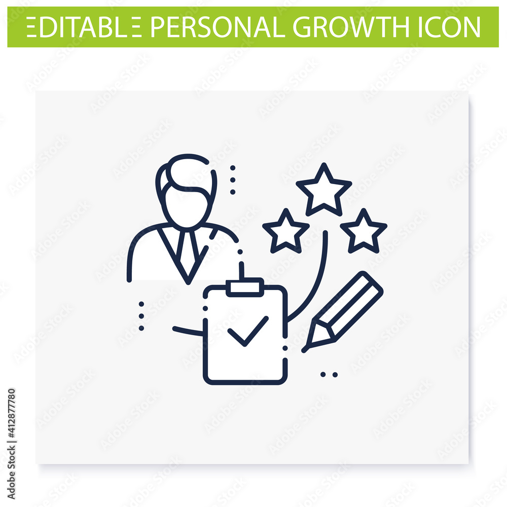 Personal assessment line icon.Personal growth concept. Self improvement and self realization. Business and career development.Human resources management. Isolated vector illustration. Editable stroke 