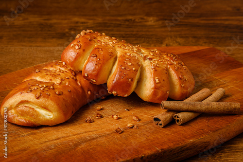 Croissants on a board