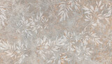 Flowers on the old white wall background, digital wall tiles or wallpaper design, cement texture background
