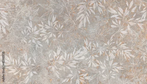 Obraz białe liście na starej betonowej ścianie