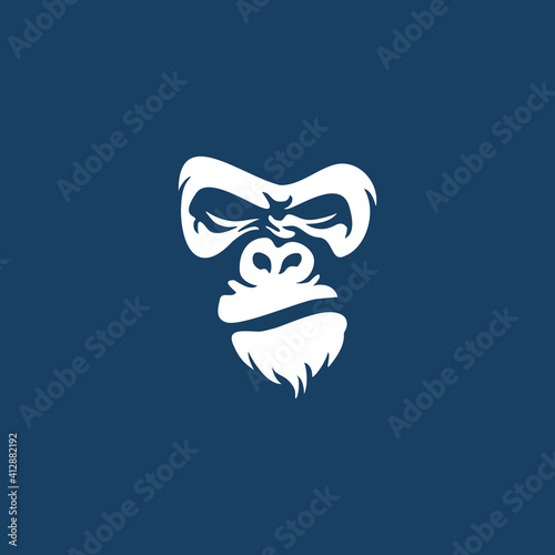 angry gorilla head logo template vector. 
Monkey face logo template vector. Ape logo template