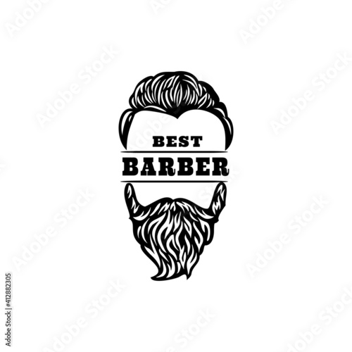 Hipster hair and beards, 
Barber shop isolated vintage label badge emblem. Vector illustration.