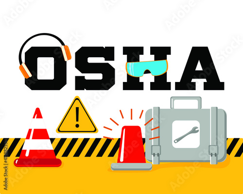 OSHA typographic header concept. Occupational safety and health administration.