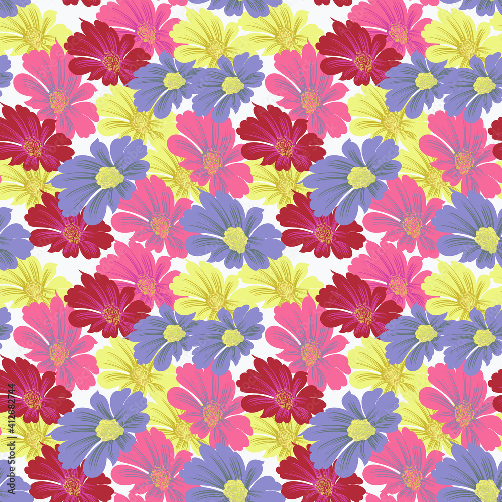 Fototapeta premium seamless small vector flower design pattern on background