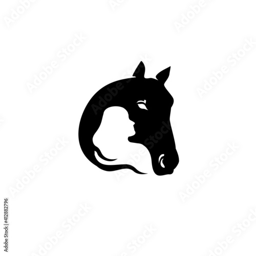Vector mascot, cartoon of horse and girl, 
Vector illustration icons and logo design elements - horse vector