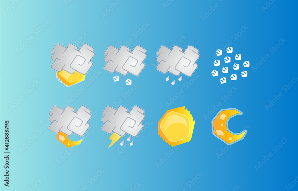 Naklejka premium Modern weather icons set. collection of weather forecast sign symbols
