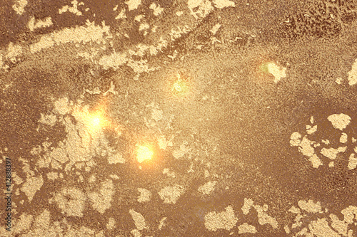 Vinatge abstract gold and brown marble texture with sparkles. Vector background in alcohol ink technique with glitter. Template for banner, poster design. Fluid art painting