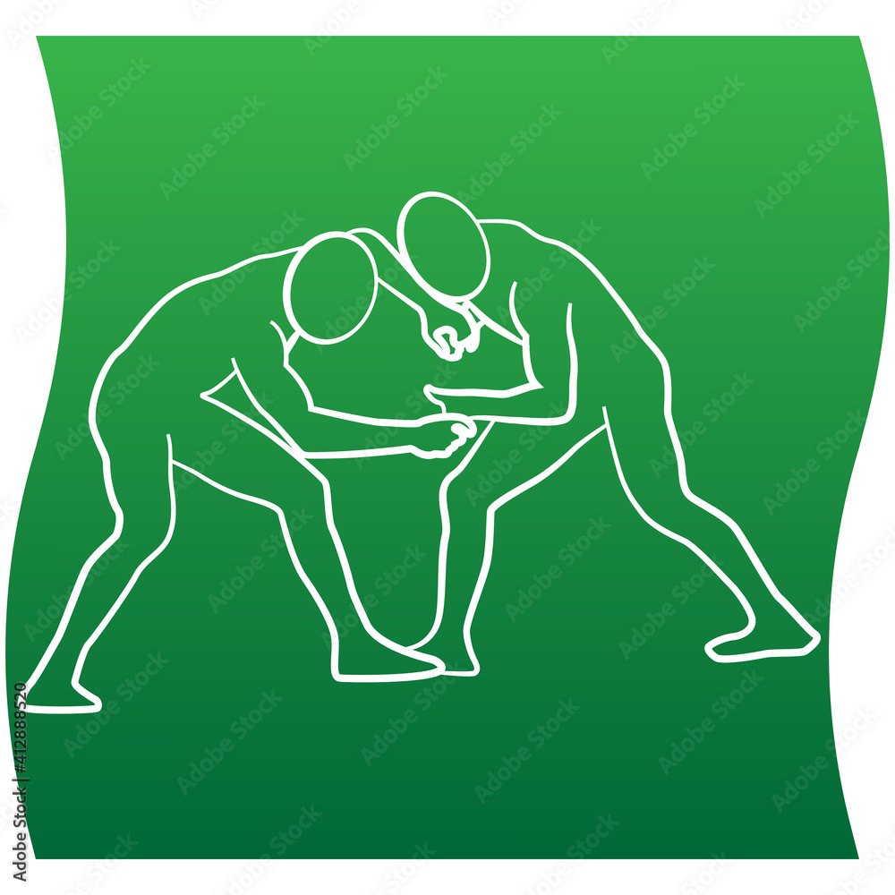 Fototapeta premium Wrestling icon of a sport set. Line vector illustration