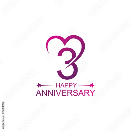 3th anniversary and love vector template. Design for celebration, greeting cards or print.