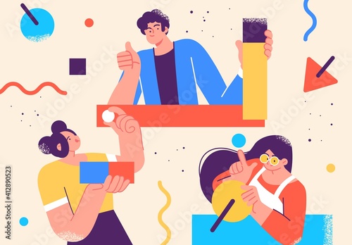Flat style business people illustration. Coworkers characters communication. Casual business concept vector