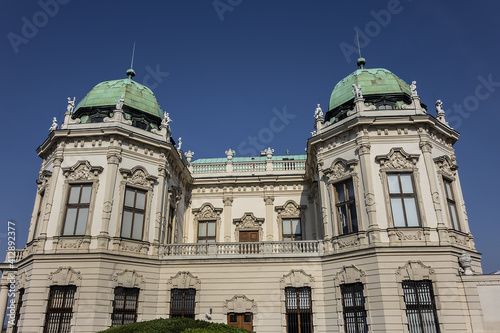 Architectural fragments of Belvedere Palace building  1724 . Belvedere Palace was summer residence for Prince Eugene of Savoy. Vienna  Austria.
