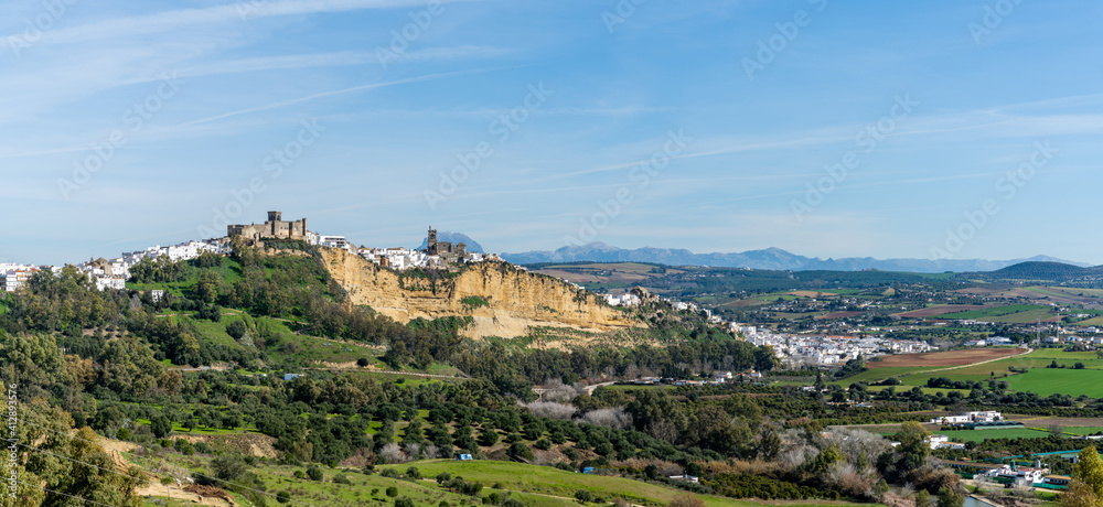 panorama cityscape view of the Andalusian village of Arcos de la Frontera
