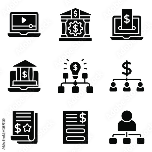Banking and Document Solid Icons Pack 