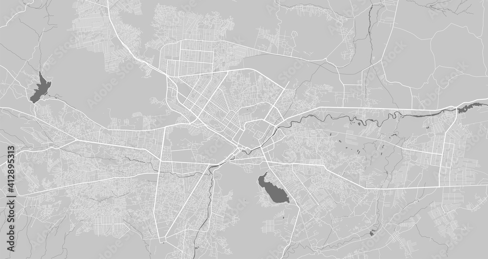 Urban city map of Kabul. Vector poster. Grayscale street map.