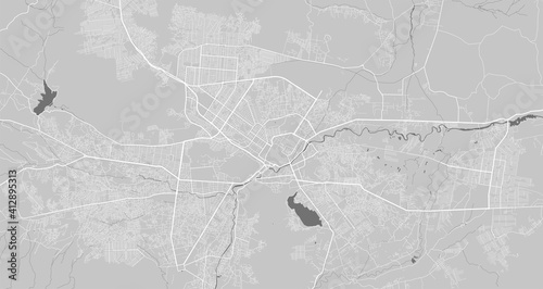 Obraz na płótnie Urban city map of Kabul. Vector poster. Grayscale street map. w salonie